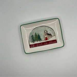 Creative Co-op Winter Wonderland Tea Bag Trinket Dish All is Calm All is Bright